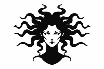 medusa hair silhouette vector illustration  