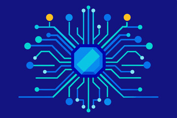 circuit board with blue background