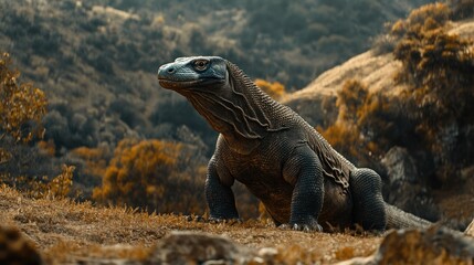 Fototapeta premium Majestic Komodo Dragon in its Natural Habitat