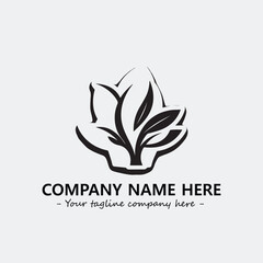 Plant illustration for logo company black and white vector image
