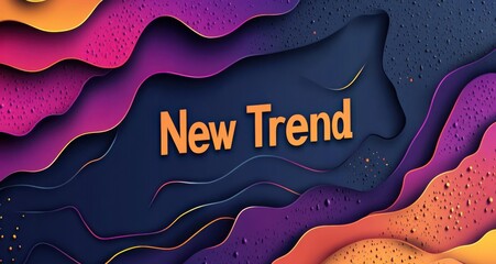 Abstract modern background featuring colorful layers and text saying New Trend