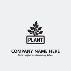 Plant illustration for logo company black and white vector image
