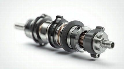 Crankshaft: Precision engineering of a robust, metallic crankshaft, showcasing its intricate internal components. Perfect for illustrating mechanical engineering or manufacturing concepts.