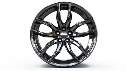 Obraz premium Metallic Rim Design: A gleaming and highly detailed automobile rim, showcasing a modern, industrial aesthetic and sleek, dynamic design, symbolizing speed and innovation.