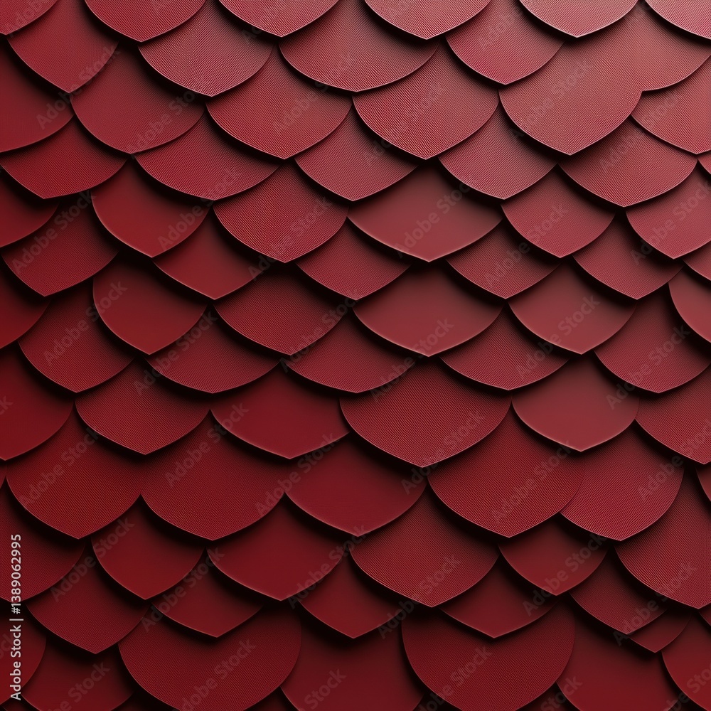 Poster deep red scaled texture background with overlapping pattern and subtle shadows creating a rich visua