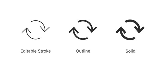 Refresh icon vector. exchange icon symbol. recycle vector icon symbol. Repeat and reload icons set and sync arrow rotation circle. editable stroke outline style for app user interface and web elements