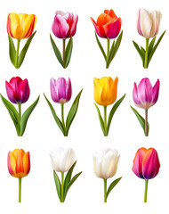 Obraz premium vibrant collection of tulips in various colors evokes feeling of freshness and joy, perfect for spring designs and cheerful projects