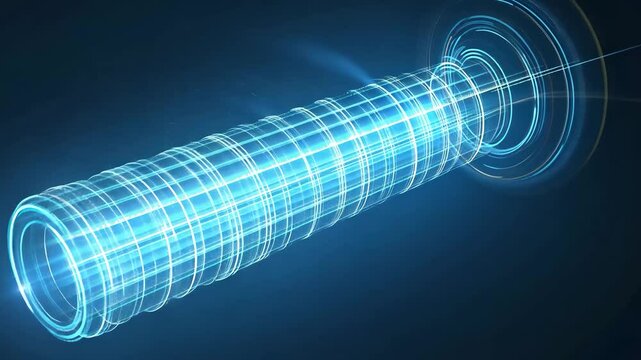 Cybernetic Core: Abstract digital rendering of a glowing, cylindrical core with intricate internal structures, reminiscent of futuristic technology or energy conduit.