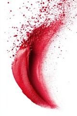 Vibrant crimson pigment explosion on pristine white backdrop showcasing dynamic texture and artistic fluidity in studio shot