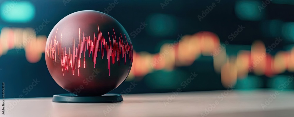 Poster candlestick in crystal globe predicting stock market success concept. a modern globe showcasing soun