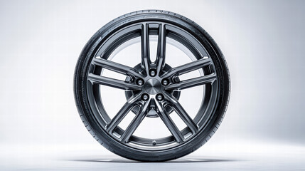 Obraz premium Car rim placed on white background. Studio lighting