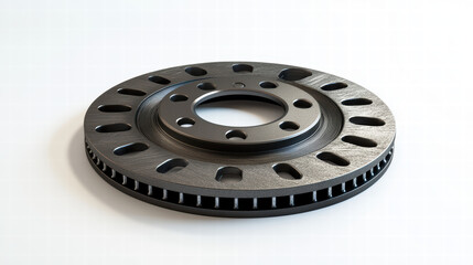 Automotive Brake Disc: A close-up studio shot of a high-performance brake disc, highlighting its intricate design and robust construction, symbolizing safety and advanced automotive technology.