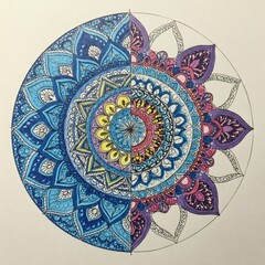 Fototapeta premium Colorful mandala showing traditional indian culture and spirituality