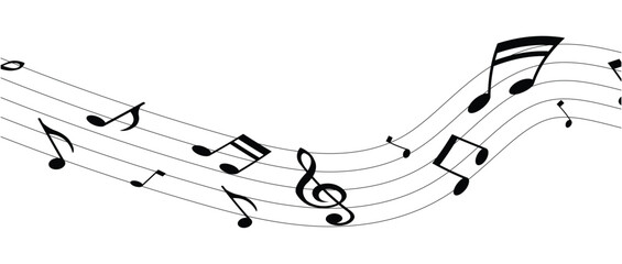 Elegant pattern of musical notes and treble clef flowing in harmony. Ideal for music sheet designs, banners, and abstract creative backgrounds. A modern, minimalist approach to melody in eps 10.