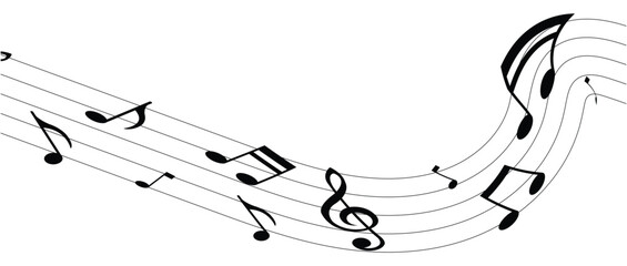 Musical notes line pattern symbols vector icon, Music notes background, Abstract black smooth wave on a white background. Varieties of musical notes. Musical background. vector illustration in eps 10.