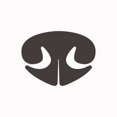 Black icon of Doggy Nose. Cute puppy nose silhouette on white background. Vector