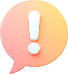 느낌표, 경고, 주의, 아이콘, 심볼, 3D, 입체,말풍선, 버튼, 알림, 강조, 표시, 귀여운, 밝은, 미니멀, 파스텔