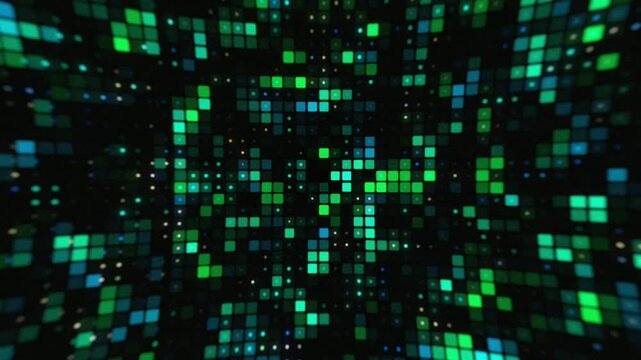 Abstract green blue and black digital high-tech technology background 4k