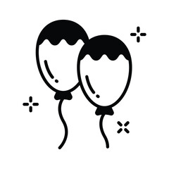 Easy to edit glyph icon of easter balloons