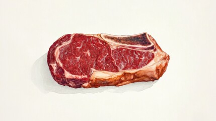 Fototapeta premium Fresh Ribeye Steak on White Background Ideal for Food Marketing