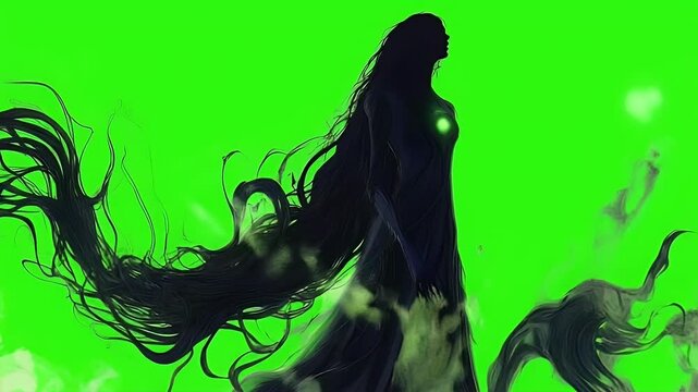 Dark ethereal eldritch magic with shadowy tendrils and eerie green glowing mist