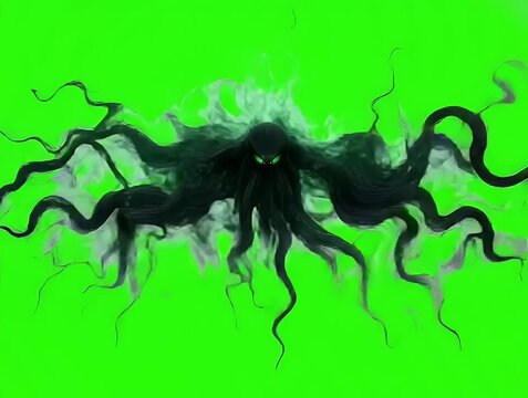 Dark ethereal eldritch magic with shadowy tendrils and eerie green glowing mist