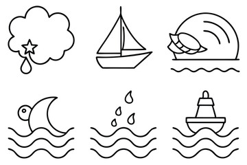 Gulf Stream Line Art Concept Showing Detailed Water Flow Movement  