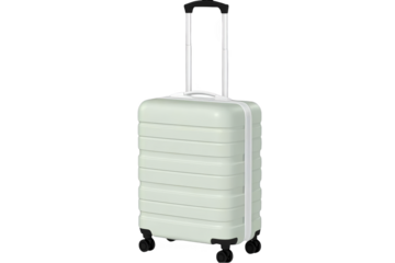 3D Illustration Isolated White Suitcase On Wheels With White Background