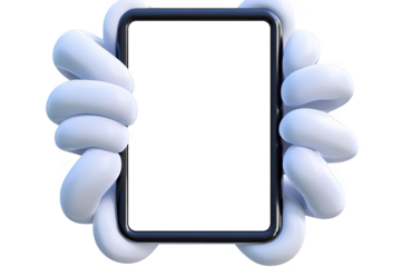 3D Illustration of a Black Tablet Screen with White Twisted Frame Isolated