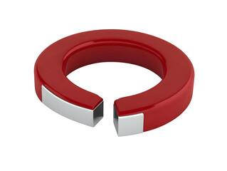 3D Illustration Of A Red Magnet With Metal In Isolated Black Background