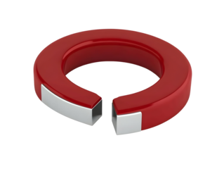 3D Illustration Of A Red Magnet With Metal In Isolated Black Background