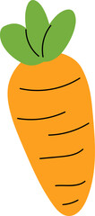 Flat cartoon carrot, simple vector vegetable illustration, cute organic food icon