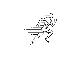 Obraz premium Man Running Fast Line Art Illustration for Fitness and Speed