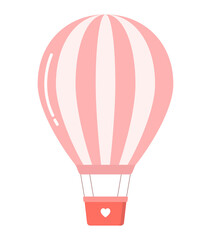 Hot air balloon.Cute balloon in pastel colors with heart.