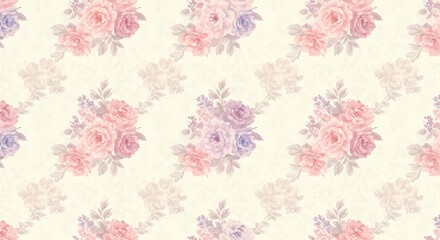 Fototapeta premium Elegant Floral Seamless Pattern, Vintage Style Botanical Background Design
