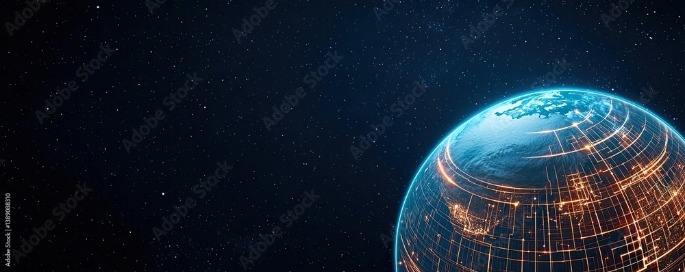 Poster earth with glowing network highlighting global cloud data concept. futuristic depiction of earth wit