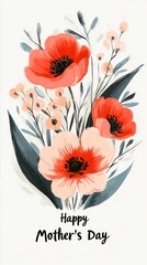 Happy Mother's Day Floral Watercolor Painting