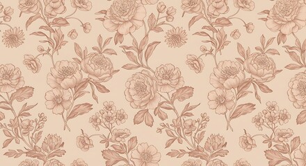 Elegant Floral Seamless Pattern, Vintage Style Botanical Background Design