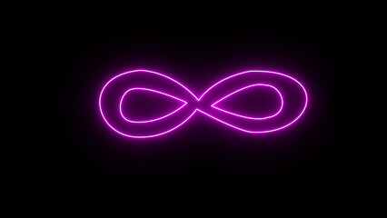 Glowing neon infinity sign animation on black background. Infinity symbol icon , Neon style motion line icon infinite abstract neon moving seamless art loop Digital background.
