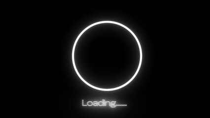 Loading icon animation sign symbol on black background. Abstract glowing neon circle frame. Abstract beautiful color neon circle frame loading. Neon light circle frame rotation loading icon.