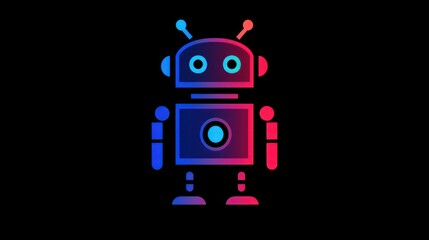 Naklejka premium Innovative technology logo featuring robot design digital art creation futuristic environment creative perspective