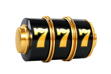 3D Illustration of Seven Symbols Casino Slot With Gold And Black Theme
