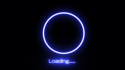 Loading icon animation sign symbol on black background. Abstract glowing neon circle frame. Abstract beautiful color neon circle frame loading. Neon light circle frame rotation loading icon.