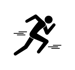 Vector illustration of people running fast icon on white background.