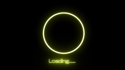 Loading icon animation sign symbol on black background. Abstract glowing neon circle frame. Abstract beautiful color neon circle frame loading. Neon light circle frame rotation loading icon.