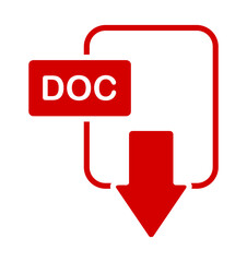 Vector illustration of Document download icon on white background.