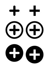 Obraz premium Vector illustration set of Plus Icon on white background