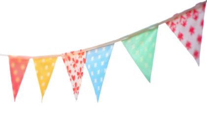 colorful bunting flags on transparent background