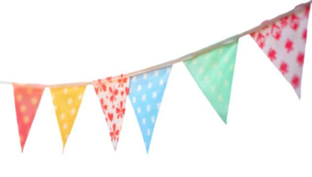 colorful bunting flags on transparent background - Powered by Adobe