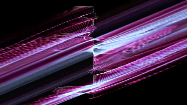 Hypnotic neon spiral animation with electric blue and pink hues forming a glowing galaxy vortex over a black background.